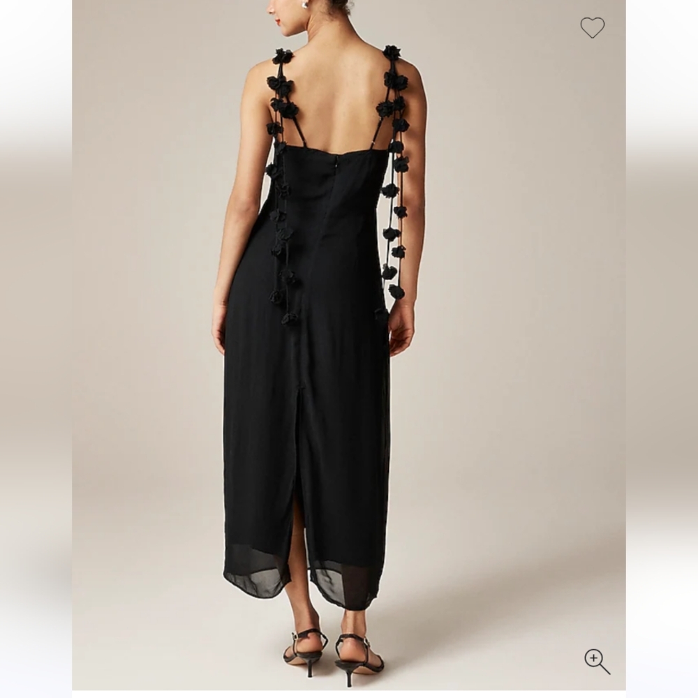 J Crew Collection rosette-strap sheath dress in chiffon Size 4 Black Romantic - Picture 3 of 11